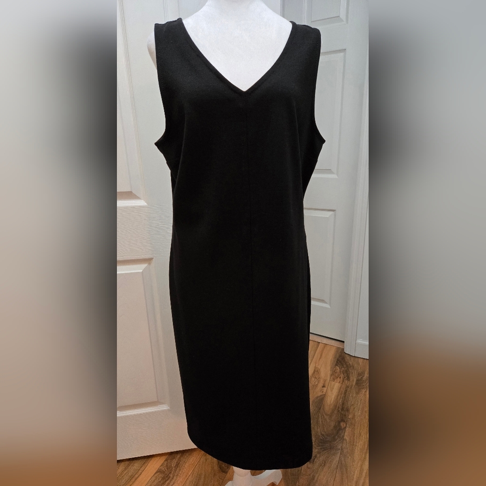 Talbots Black Sleeveless Knit Sheath Dress, Large, NWOT